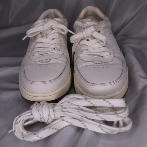 Madewell Court Sneakers White Leather Ivory Multi Low Top Lace Up Size 8.5 - Picture 2 of 9